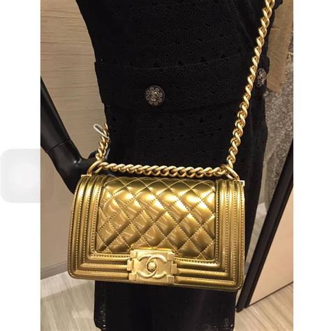 chanel patent gold boy bag purseforum|Chanel Boy Bag .